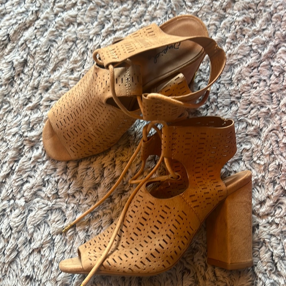 Tan high heels